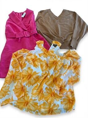 Tops Romper Women's S Small Pink Floral Tan NWT & Worn Once Lot of 3